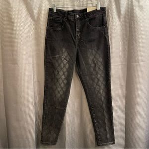 Soft Surroundings Black Faded Diamond Stitch Legging Ankle Jeans 14P